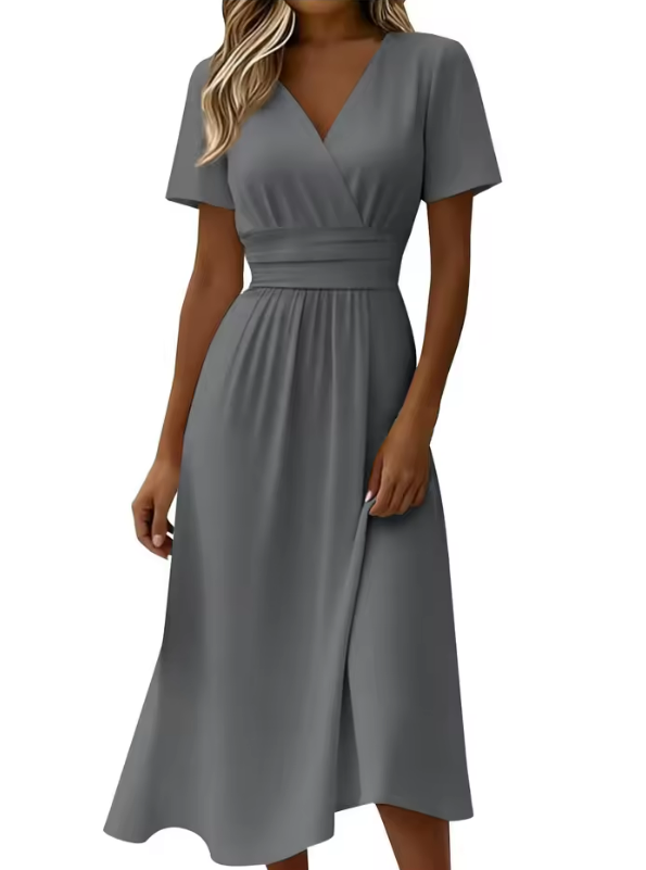 Hollywood - Vestido midi con cuello en V y manga corta - foto 13