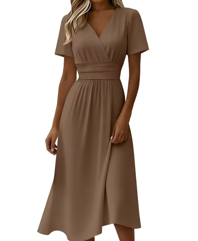 Hollywood - Vestido midi con cuello en V y manga corta - foto 6