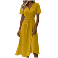 Hollywood - Vestido midi con cuello en V y manga corta - foto 2