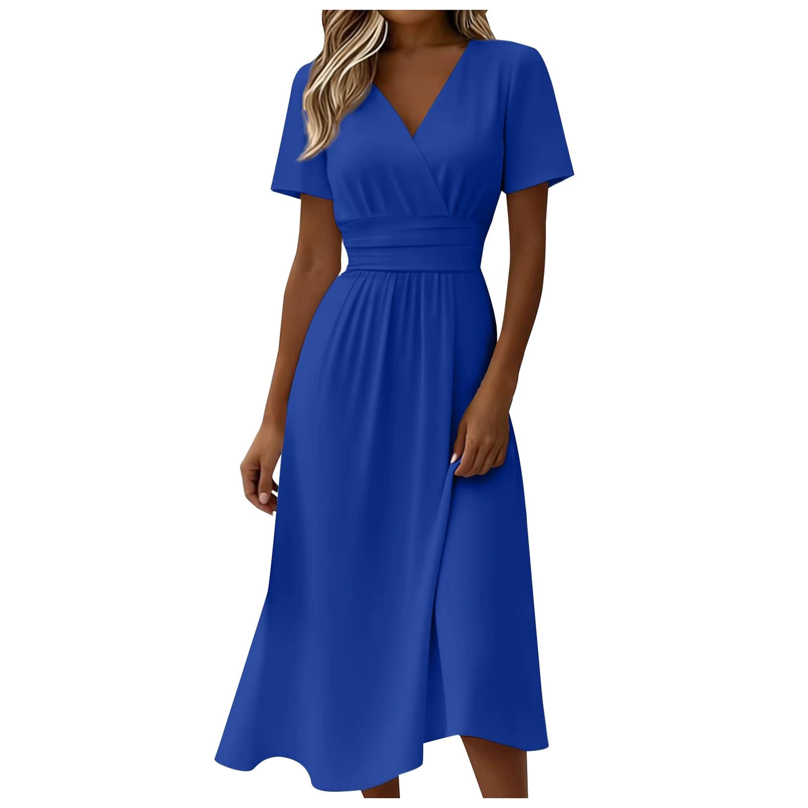 Hollywood - Vestido midi con cuello en V y manga corta - foto 4