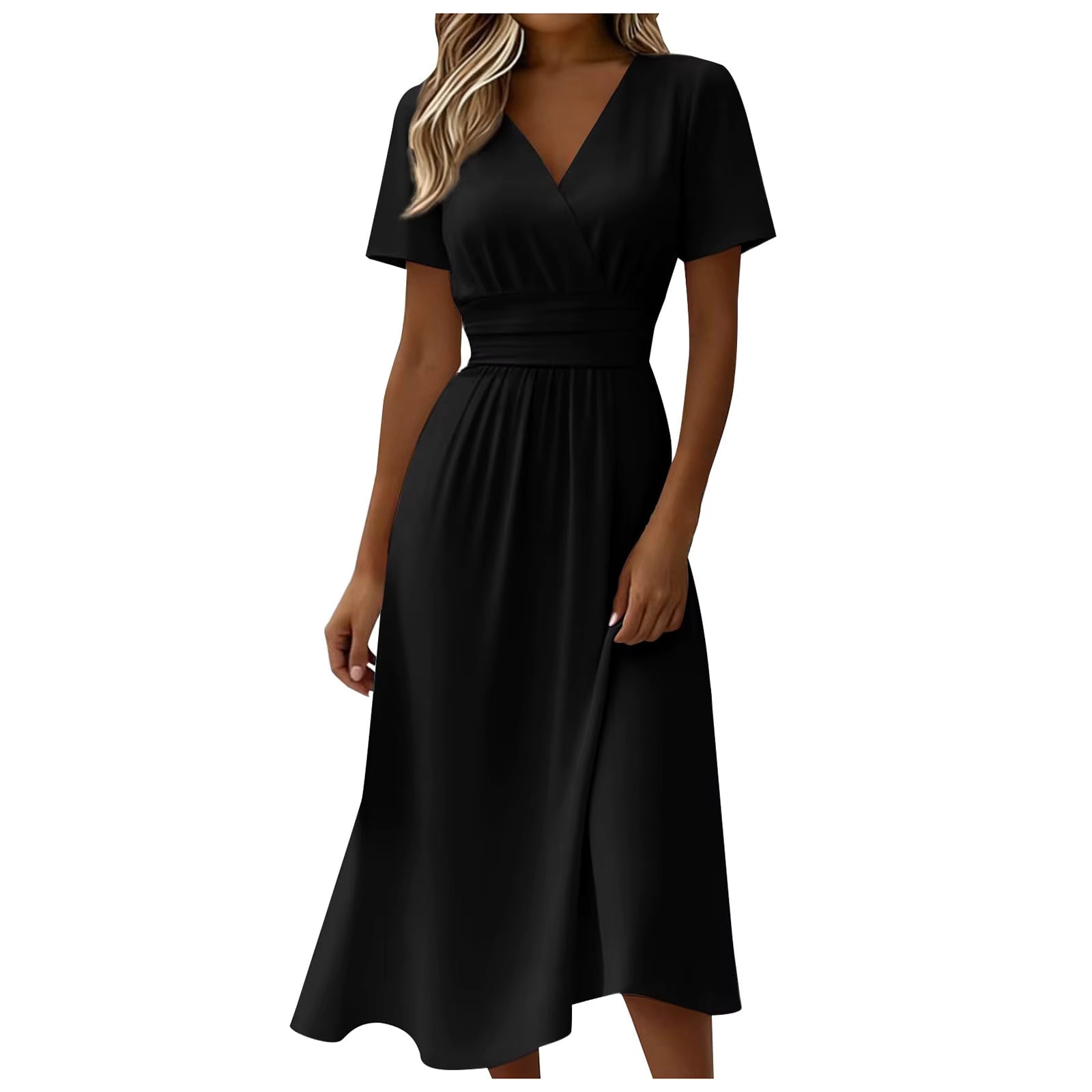 Hollywood - Vestido midi con cuello en V y manga corta - foto 3