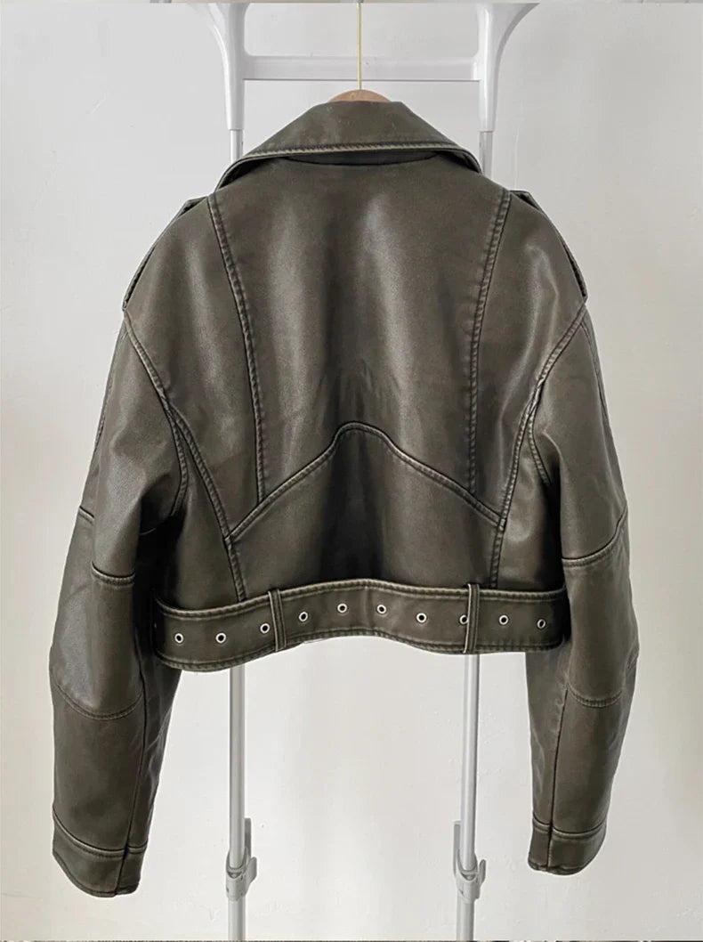 Woodward - Chaqueta biker de piel sintética - foto 2