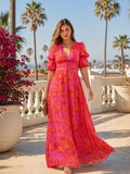 Klamath - Vestido floral en tonos rosa y naranja