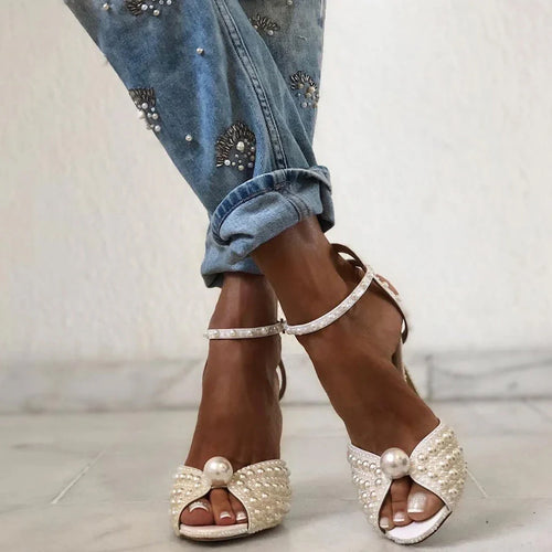 Beverly Hills - Sandalias de tacón con perlas - foto 1