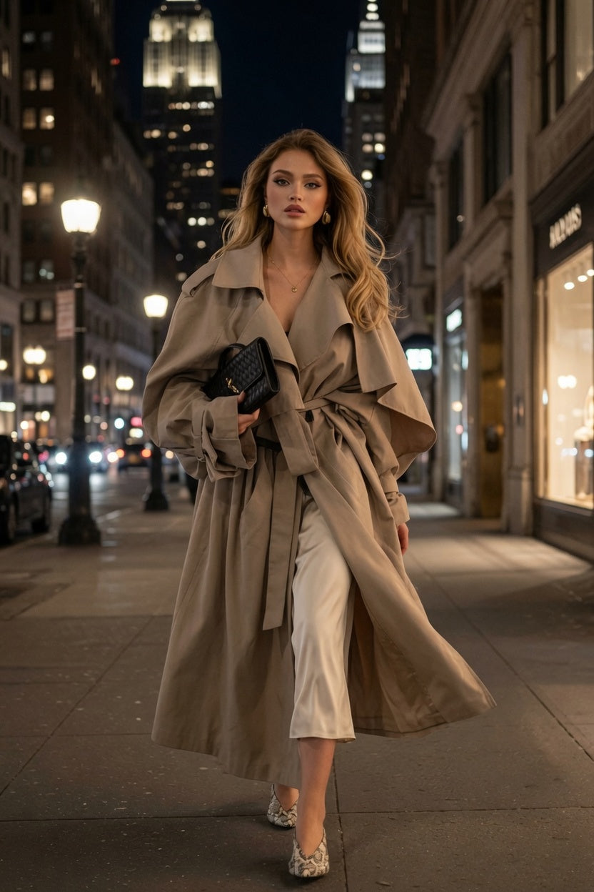 Riverside - Gabardina larga con cordones