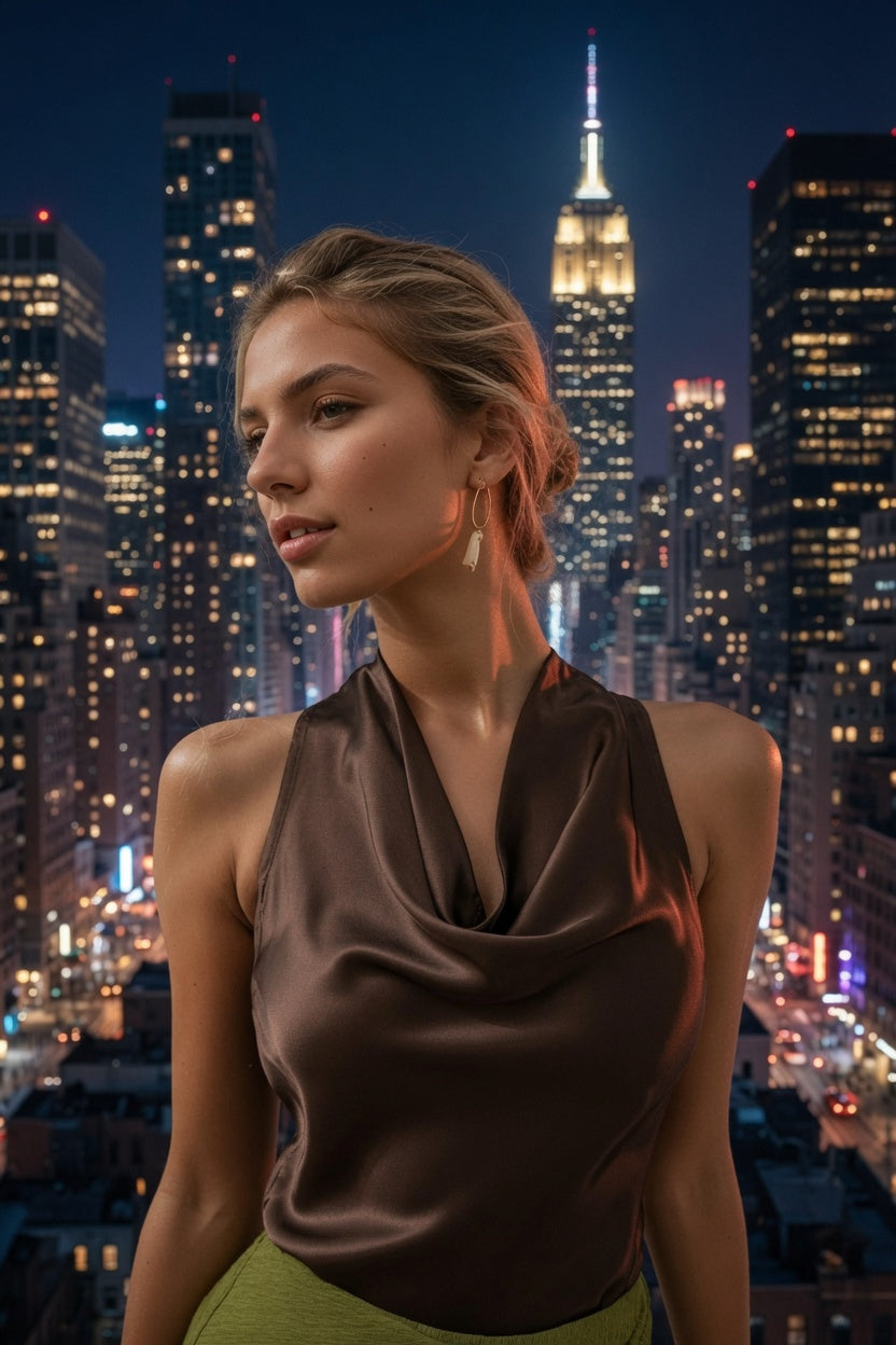 Soho - Top corsé halter de satén