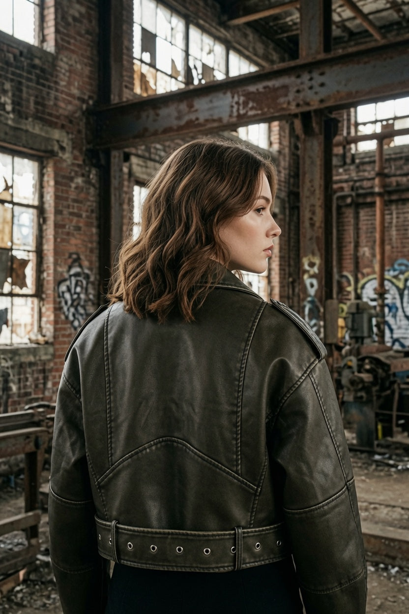 Woodward - Chaqueta biker de piel sintética