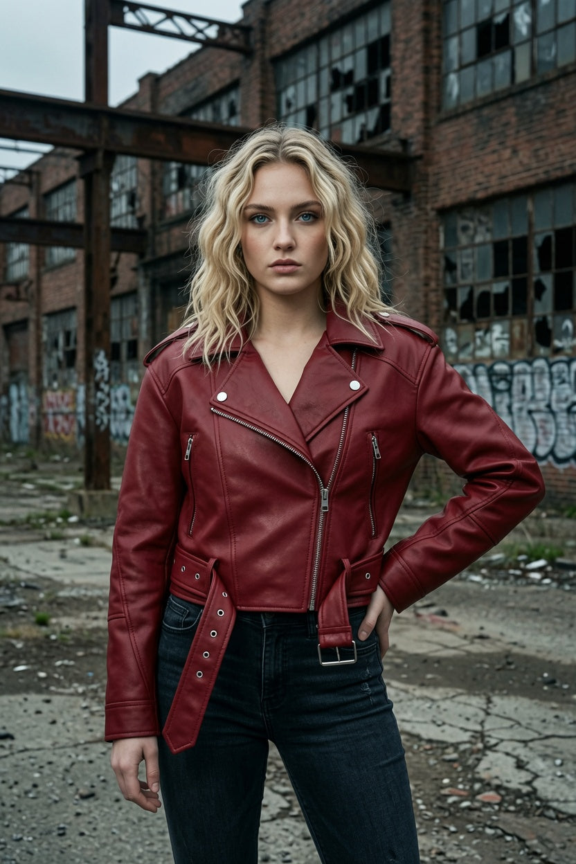 Greektown - Chaqueta biker con cinturón