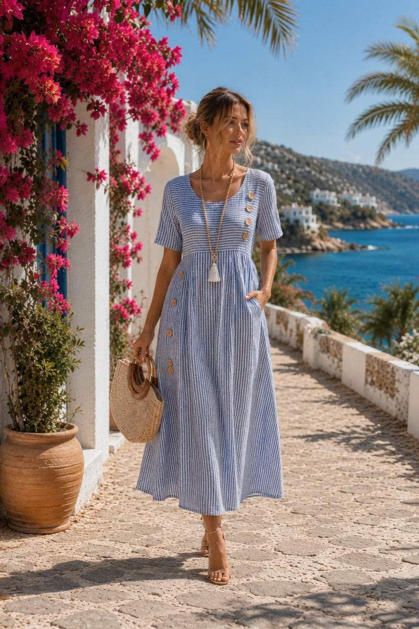Boulevard - Vestido midi a rayas