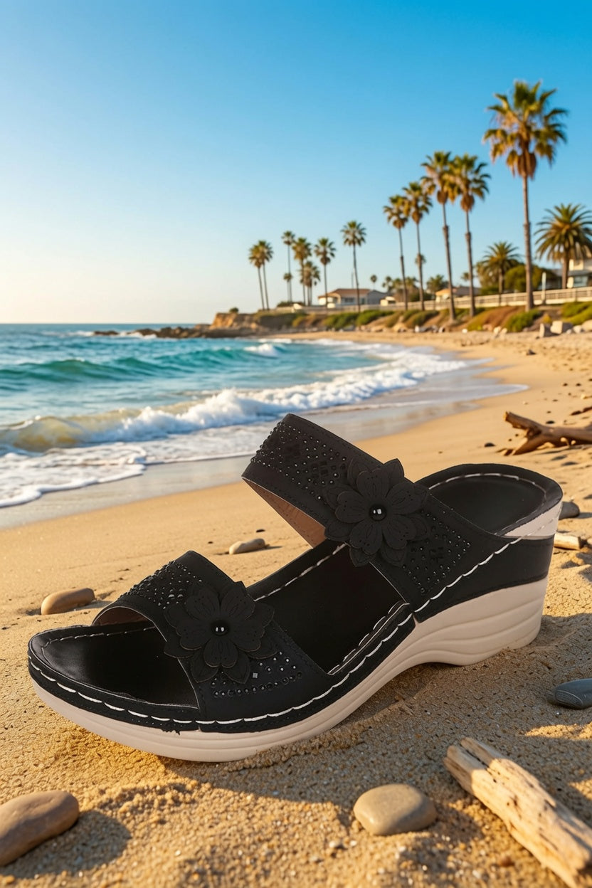 Hermosa Beach - Sandalias de cuña con estampado floral