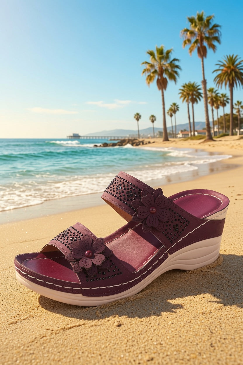 Hermosa Beach - Sandalias de cuña con estampado floral