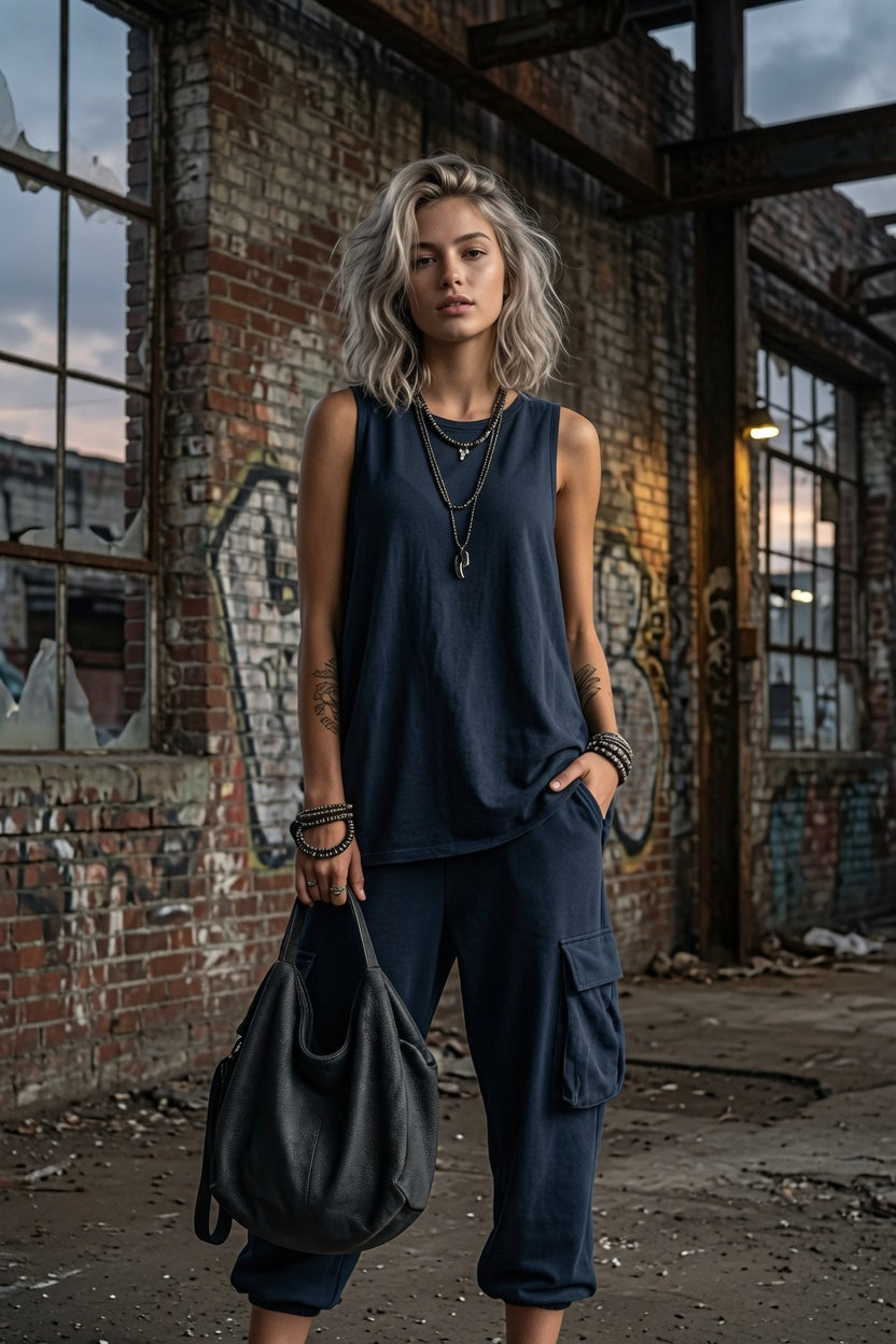 Downriver - Conjunto Casual Suave Con Bolsillos