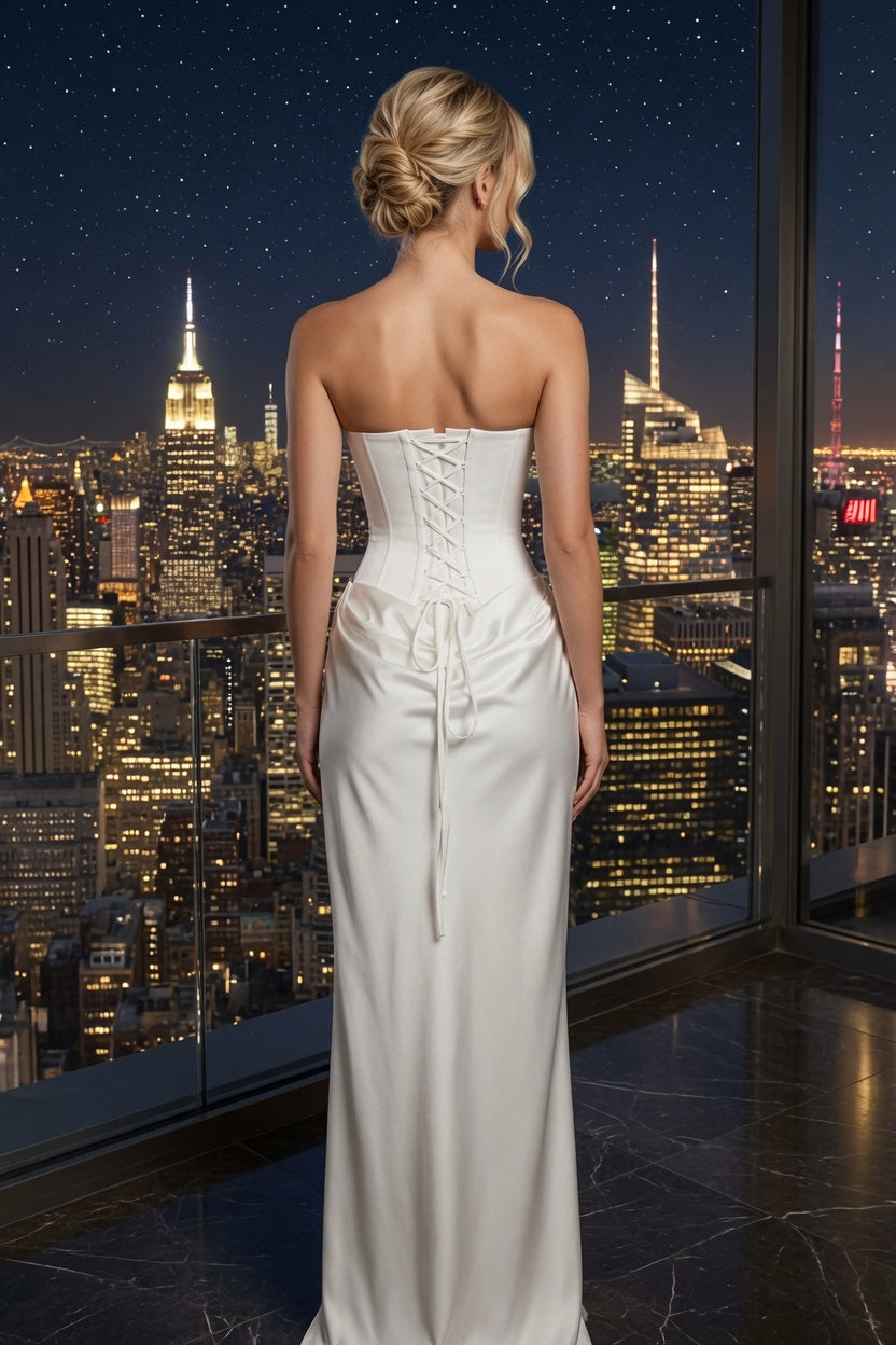 Sutton – Vestido largo con perlas